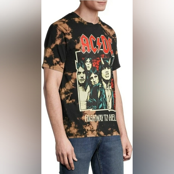 AC/DC Men's Highway To Hell Tie Dye Heavy Metal Rock T-Shirt - Size 2XL - Picture 10 of 11